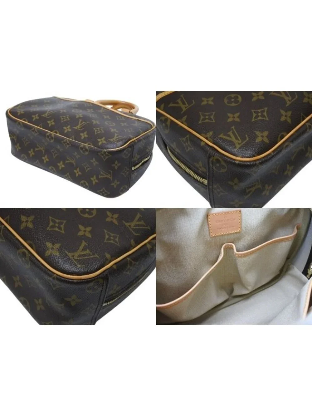 Louis Vuitton Trouville Handbag Monogram Brown Leather Gold